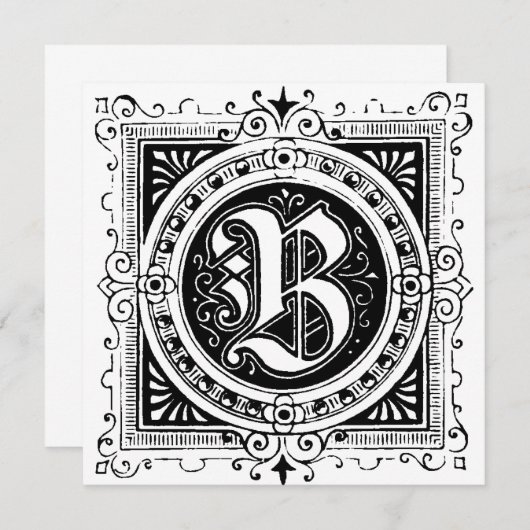 Monogramme B Modèle floral noir et blanc initial (Devant / Derrière)