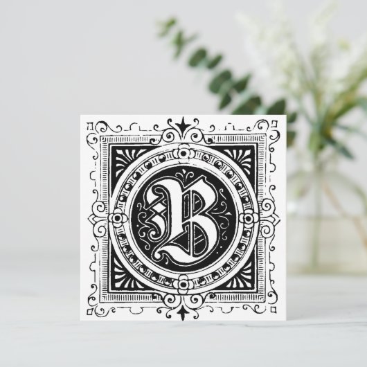 Monogramme B Modèle floral noir et blanc initial (Debout devant)