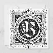 Monogramme B Modèle floral noir et blanc initial (Devant)