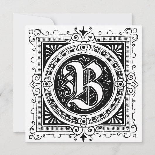 Monogramme B Modèle floral noir et blanc initial (Devant)