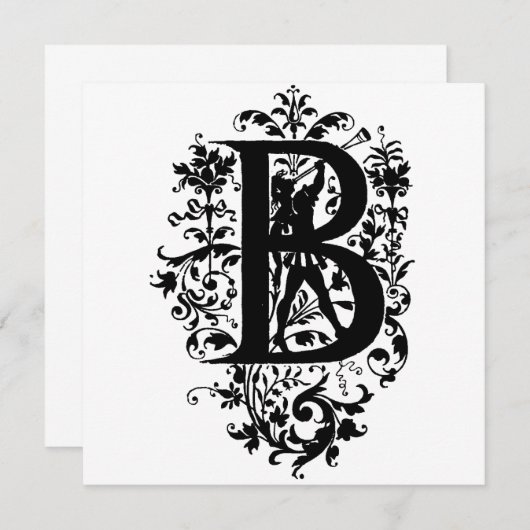 Monogramme B Modèle floral noir et blanc initial (Devant / Derrière)