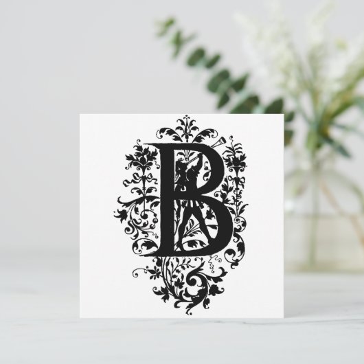 Monogramme B Modèle floral noir et blanc initial (Debout devant)
