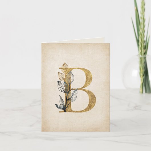 Monogramme B or et noir avec Feuille (Devant)