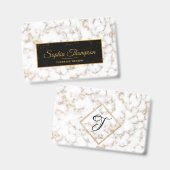 Monogramme - Badge élégant moderne en marbre blanc (Avant & arrière)