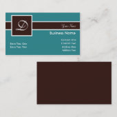 Monogramme bande Turquoise et Cartes de visite au  (Devant / Derrière)