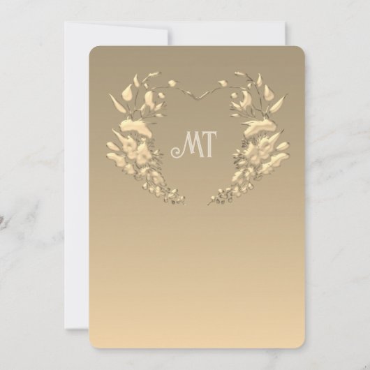 Monogramme baroque Faire-part de mariage or bleu (Dos)