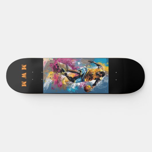 Monogramme Basketball Design unique Skateboard (Horz)