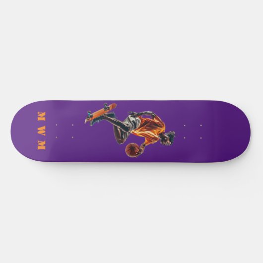Monogramme Basketball Design unique Skateboard (Horz)