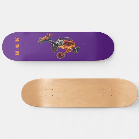 Monogramme Basketball Design unique Skateboard (Horz)