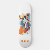 Monogramme Basketball Design unique Skateboard (Recto)