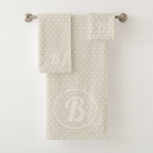 Monogramme beige et crème de point de polka