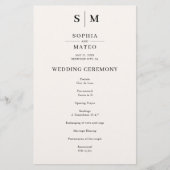 Monogramme beige Programme de mariage classique (Devant)