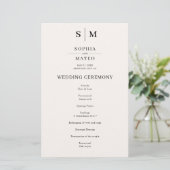 Monogramme beige Programme de mariage classique (Debout devant)