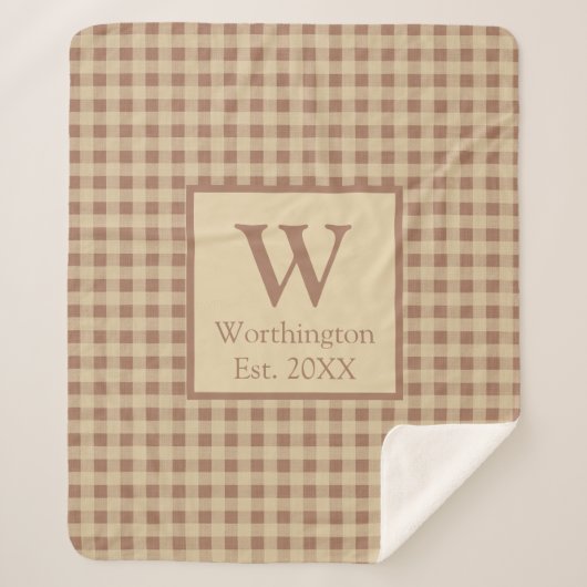 Monogramme Beige Rouille Buffle Plaid Campagne Rus (Devant)