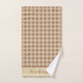 Monogramme Beige Rouille Plaid Buffalo Campagne (Serviette à main)