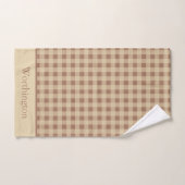 Monogramme Beige Rouille Plaid Buffalo Campagne (Serviette à main)