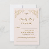 Monogramme beige Vintage Mariage baroque Carte RSV (Devant)