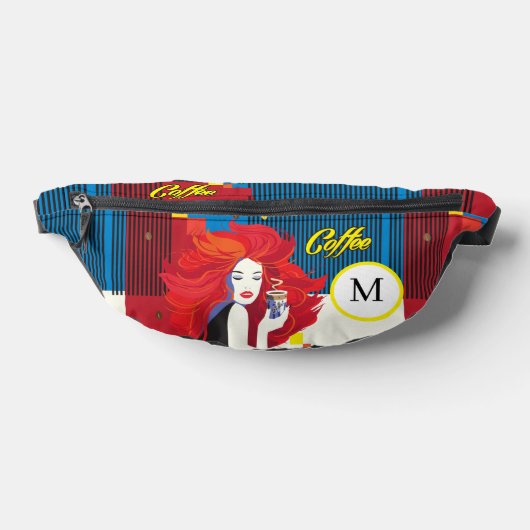 Monogramme "Belle femme de mode avec café" (Poser)