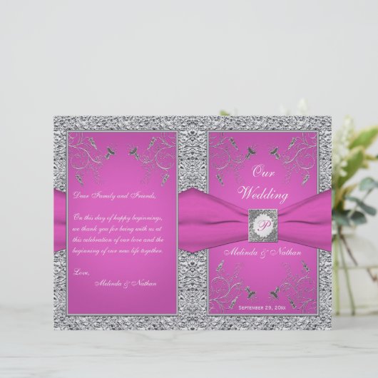 Monogramme Berry Pink, programme de mariage floral (Debout devant)