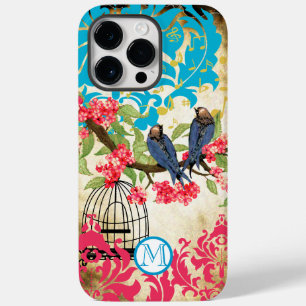 Monogramme Birdcage Oiseau Damask coque iphone