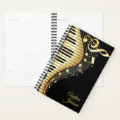 Monogramme Black and Gold Music Notes Design (Devant avec enveloppe)