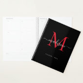 Monogramme Black Burgundy Girly Nom du script 2021 (Devant avec enveloppe)