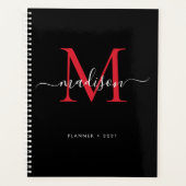 Monogramme Black Burgundy Girly Nom du script 2021 (Devant)