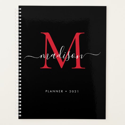 Monogramme Black Burgundy Girly Nom du script 2021 (Devant)