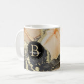 Monogramme Black Coral Gold Coffee Mug (Devant gauche)