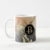 Monogramme Black Coral Gold Coffee Mug (Gauche)