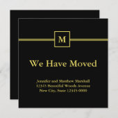 Monogramme Black et Faux Gold Moving Faire-part (Devant / Derrière)