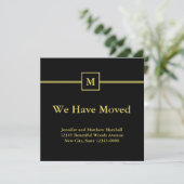 Monogramme Black et Faux Gold Moving Faire-part (Debout devant)