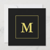Monogramme Black et Faux Gold Moving Faire-part (Dos)