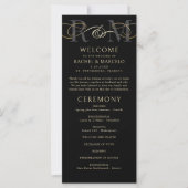 Monogramme Black Gold Elegant Wedding Programme (Devant)
