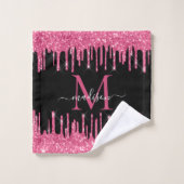 Monogramme Black Metallic Hot rose Parties scintil (Gant de toilette)