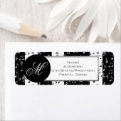 Monogramme Black & White Musical Stripes Étiquette (En situation)