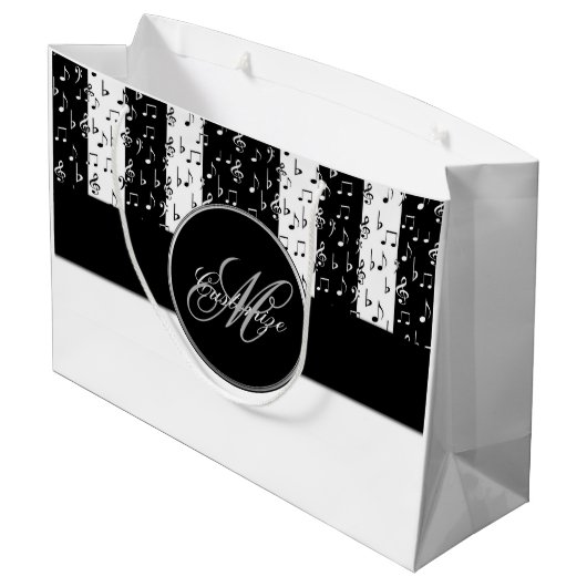 Monogramme Black & White Musical Stripes Grand Sac (Dos Angle)