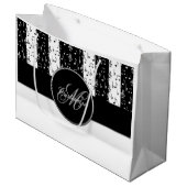 Monogramme Black & White Musical Stripes Grand Sac (Devant Angle)