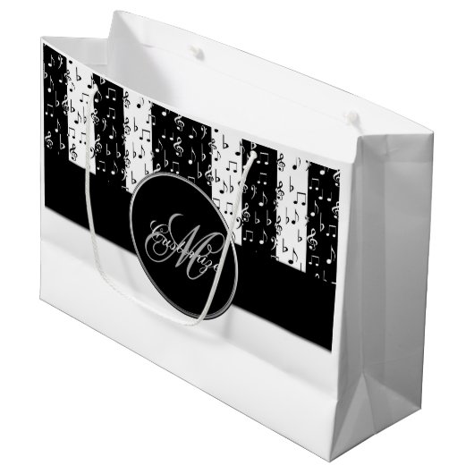 Monogramme Black & White Musical Stripes Grand Sac (Devant Angle)
