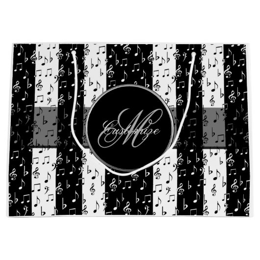 Monogramme Black & White Musical Stripes Grand Sac (Devant)