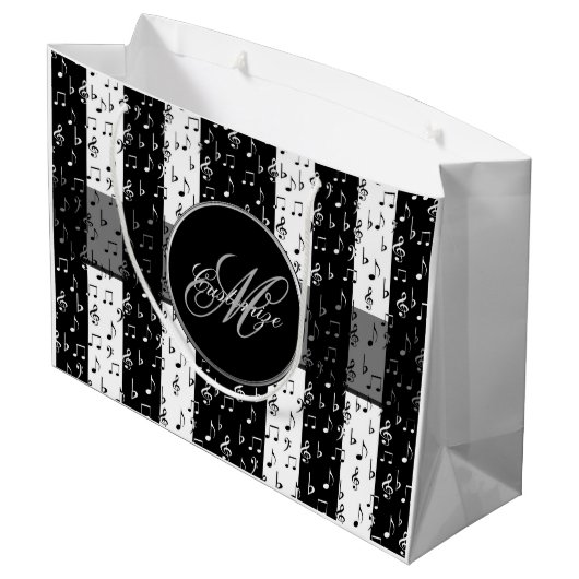 Monogramme Black & White Musical Stripes Grand Sac (Dos Angle)