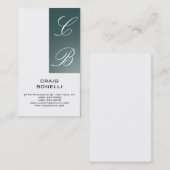 Monogramme Blanc Ardoise foncée gris Carte de visi (Devant / Derrière)