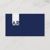 Monogramme Blanc Bleu foncé Carte de visite propre (Dos)