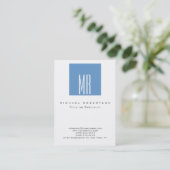 Monogramme blanc bleu gris chic chic Carte de visi (Debout devant)