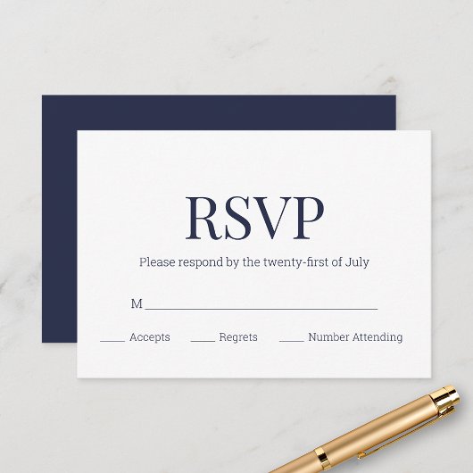 Monogramme blanc bleu marine RSVP