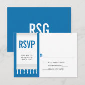 Monogramme Blanc Bleu Tallit Bar Mitzvah RSVP Répo (Devant / Derrière)