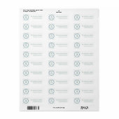 Monogramme blanc bleu vert Polka Étiquette de adre (Feuille entière)