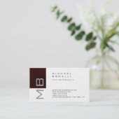 Monogramme blanc Carte de visite à rayures rouges  (Debout devant)