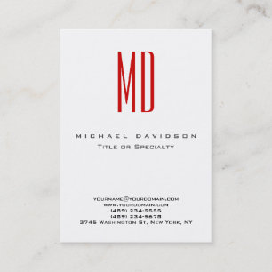 Monogramme blanc Carte de visite rouge tendance