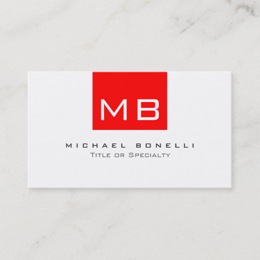 Monogramme blanc Carte de visite tendance (Devant)